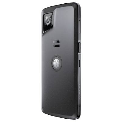 A modern smartphone from the back, showing the camera and distinctive design with a focused lens.