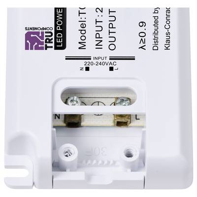 LED Driver, Model: TCI-DPO12, Input Power: 220-240VAC, Output: 20-42V. Distribution note referencing Klaus-Conrad GmbH.