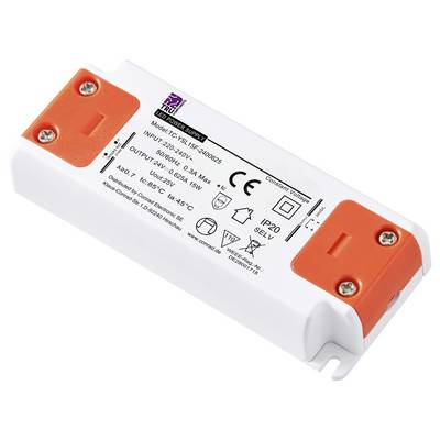 LED power supply with model number, input voltage 100-240V, output 12V, 25W, IP20 protection, for indoor use.