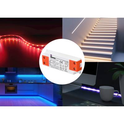 LED Lighting in Use: Stairs, Kitchen and Desk with Coloured LEDs. At the Centre, a Technical Device for Control.