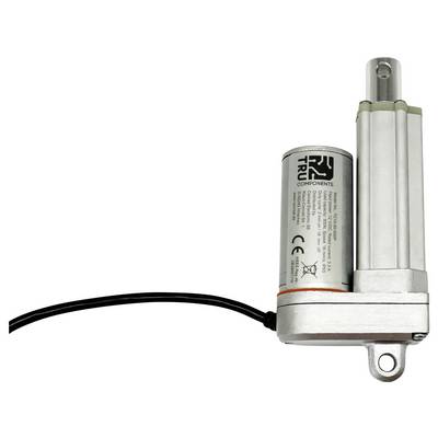 Electric linear actuator with attached cable, shown on a white background.
