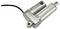 Electric linear actuator with attached power cable and mounting brackets, shown on a white background.