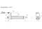 Dimensional drawing of a mechanical component with labelling in millimetres. Shows the length, width, and height of the component.
