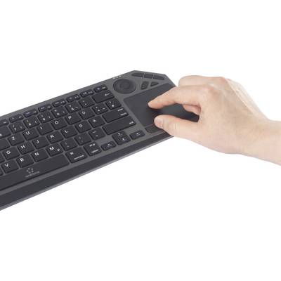 Renkforce RF-WLBTKB-300 Bluetooth®, Radio Keyboard German, QWERTZ Black Built-in touchpad, Rechargeable, Multipair funct-8