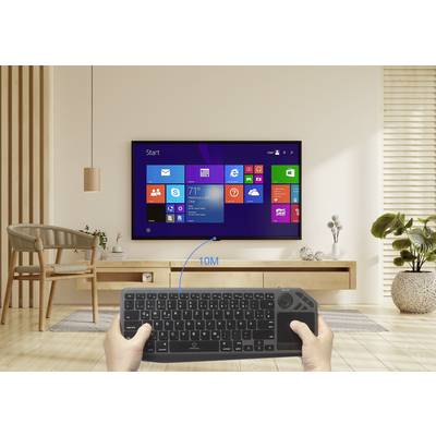 Renkforce RF-WLBTKB-300 Bluetooth®, Radio Keyboard German, QWERTZ Black Built-in touchpad, Rechargeable, Multipair funct-9