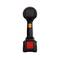 Black cordless battery-powered screwdriver with red and orange detail on white background, front view.