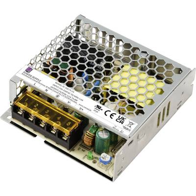 'Open power supply with electronic components and connection terminals, suitable for industrial applications.'