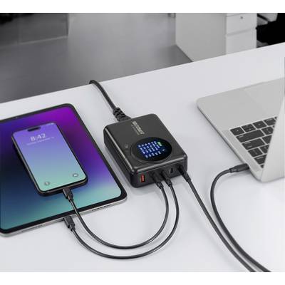 VOLTCRAFT UC-4C1A240W01 USB charger 240 W 4x USB-C®, 1x USB-A Power Delivery 3.0 Black GaN, USB Power Delivery (USB-PD),-9