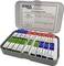 Opened box with various ESKA fuses. The fuses are sorted in multiple sizes and colours.
