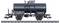 A model railway goods wagon: a black tanker wagon with the inscription 'DB', standing on a track.
