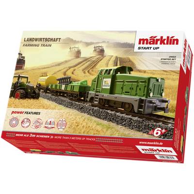 Starter Set 'Agriculture-Farming Train' by Märklin with Model Locomotive and Carriages, suitable for ages 6 and above, depicting a train on a rural route.