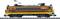 A locomotive in orange, numbered 4402 with Dutch Railways anniversary logos on its sides, stands on the tracks.