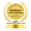 Golden emblem with the inscription 'Winner Price-Performance, Easypix Instantfun, stern Instant Camera Test'.