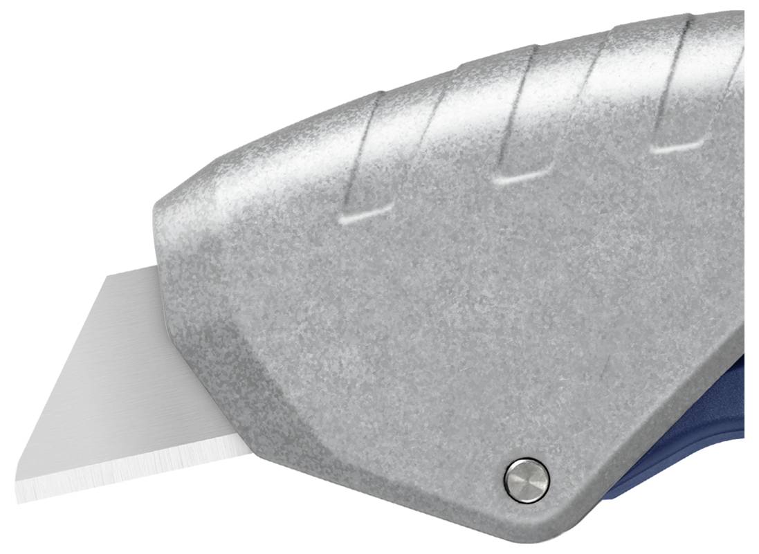 Silver-coloured universal scissors with an extended, sharp blade. Suitable for cutting tasks.