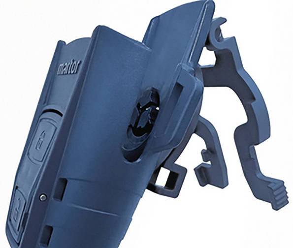 Plastic structure with mechanical components, possibly a part of a technical device or tool.<br><br>Note: The translation is already in British English, so no further changes are needed.