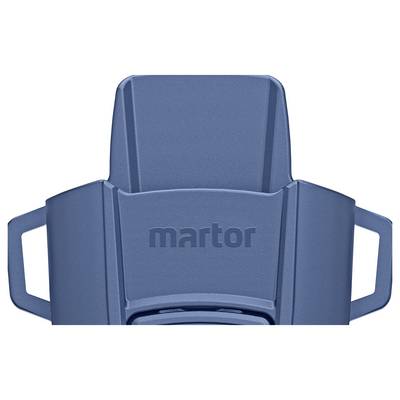 Blue protective blade holder with 'martor' logo, suitable for safely storing blades, with side handles.