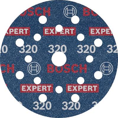 Bosch grinding disc with 'EXPERT' and '320' inscription, multiple holes in a pattern, suitable for grinding machines.