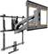 Wall-mounted monitor bracket with pivoting arms for flexible positioning. Arrows indicate direction of movement.