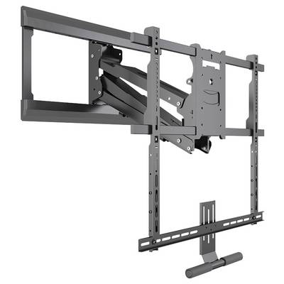 'Black TV wall bracket with extendable arm, suitable for large flat-screen televisions.'