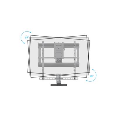 'Illustration of a TV wall mount with swivel options. Maximum swivel angle: ±5°. Shows mounting plate and fixing screws.'