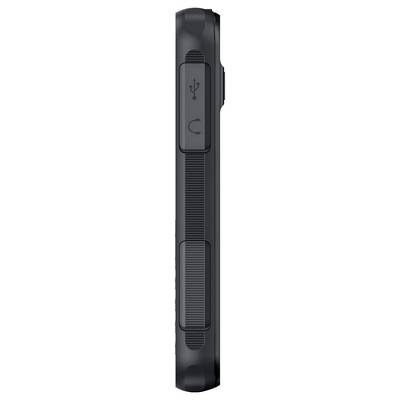Side view of a black device with two identifiable buttons arranged side by side.