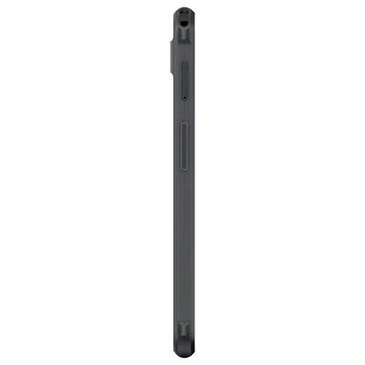 A black, vertical electronic device with a rectangular button in the centre.