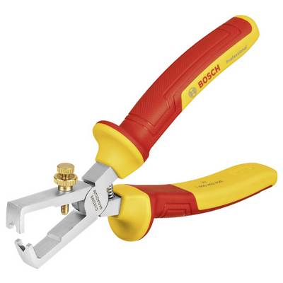 Wire strippers with plastic handles, red and yellow. Suitable for stripping insulated wires. Brand name visible on the handle.
