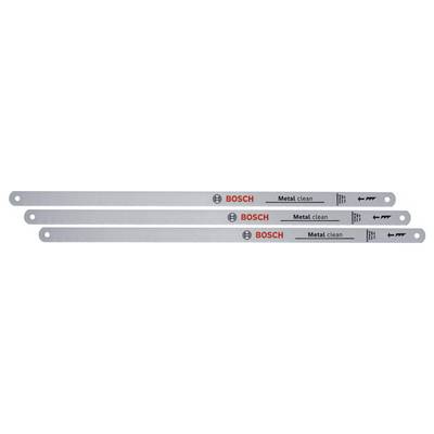 Three Bosch metal saw blades, marked with 'Metal clean' and arrows indicating the cutting direction.