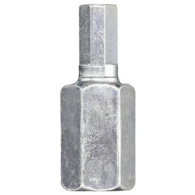 Metallic hexagonal socket key adapter for use in screw-related work.
