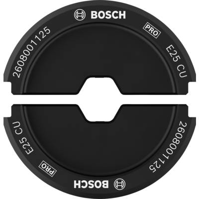 Round black Bosch Pro oven cover with 'E25 CU' inscription, product number '2608001125'.