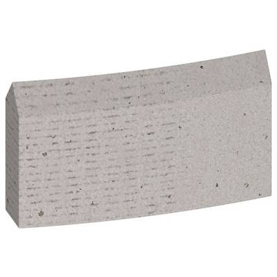 Grey, slightly curved concrete block with a rough, textured surface. Potential application in landscaping or construction projects.