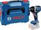 Bosch impact driver with transport case, suitable for professional craftwork, finished in blue and red.