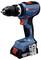 Bosch cordless drill, model GSR 18V-60 C, in blue with a black handle and silver drill head, side view.