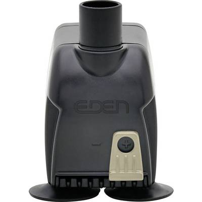 A black and grey aquarium water pump with the brand name 'EDEN' on the front, featuring a control knob and suction cup feet.