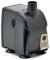A compact, black water pump with a vertical spout on top and suction cup feet, designed for aquarium use.