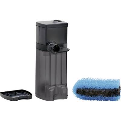 'Internal aquarium filter with black case, detachable lid, and blue filter sponge for water purification and aeration.'