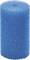 A blue cylindrical foam sponge with a porous texture, used for filtering or cleaning purposes.