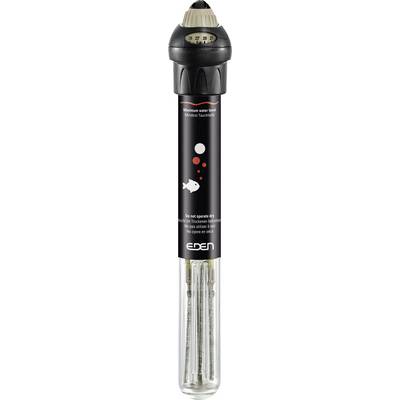 An aquarium heater with an adjustable temperature dial and measurement indicator, designed for maintaining a set water temperature in fish tanks.