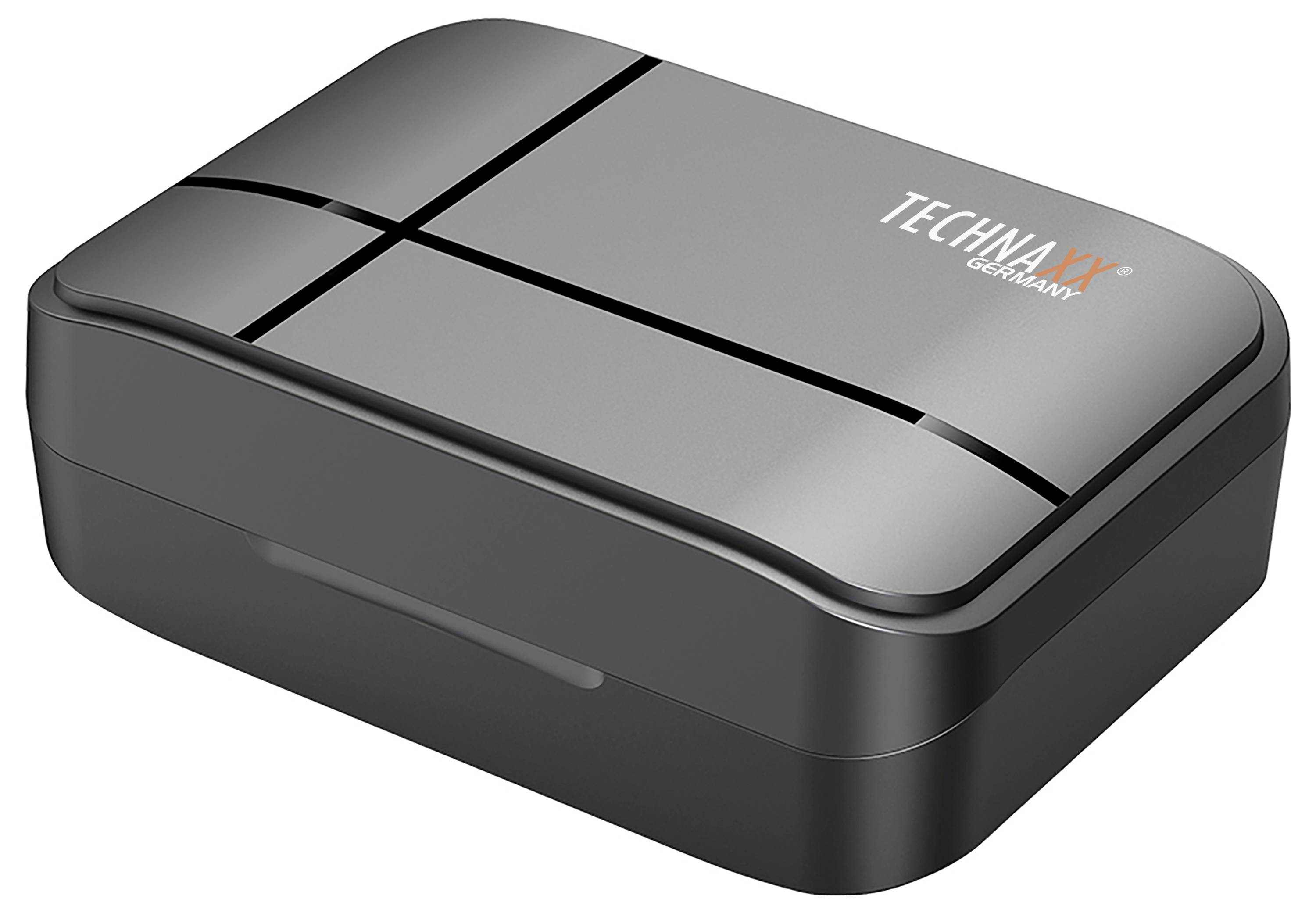 A black, rectangular TechnaXX box with slightly rounded corners and grey tones. 'TECHNAXX GERMANY' marking on the lid.