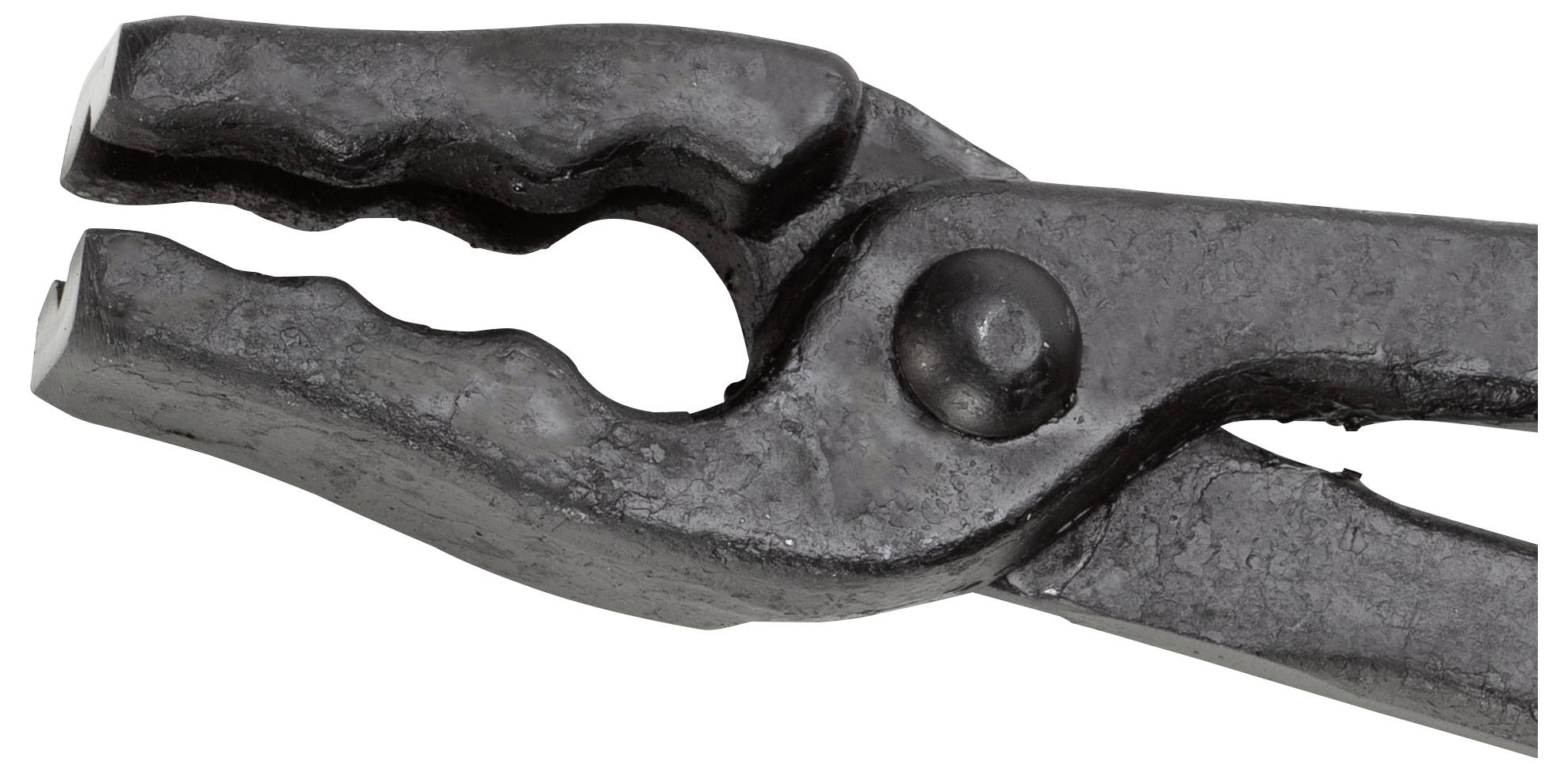 Metal pliers, close-up of the gripping area, used for gripping and holding.