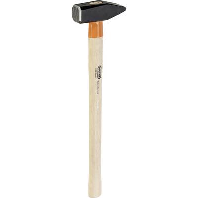 Hammer with a wooden handle and a black and orange metal head, pictured on a white background. Typically used for DIY and manual work.