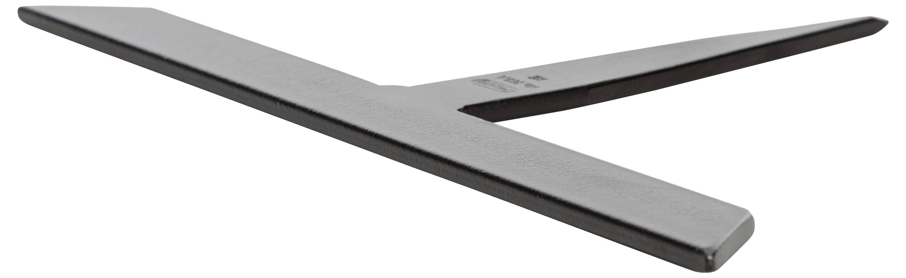 An adjustable carpenter's square with a metal arm and long fence for precise measuring and marking of wooden pieces.