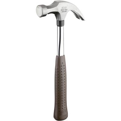 A silver hammer with a brown handle, suitable for hammering or for craftwork.