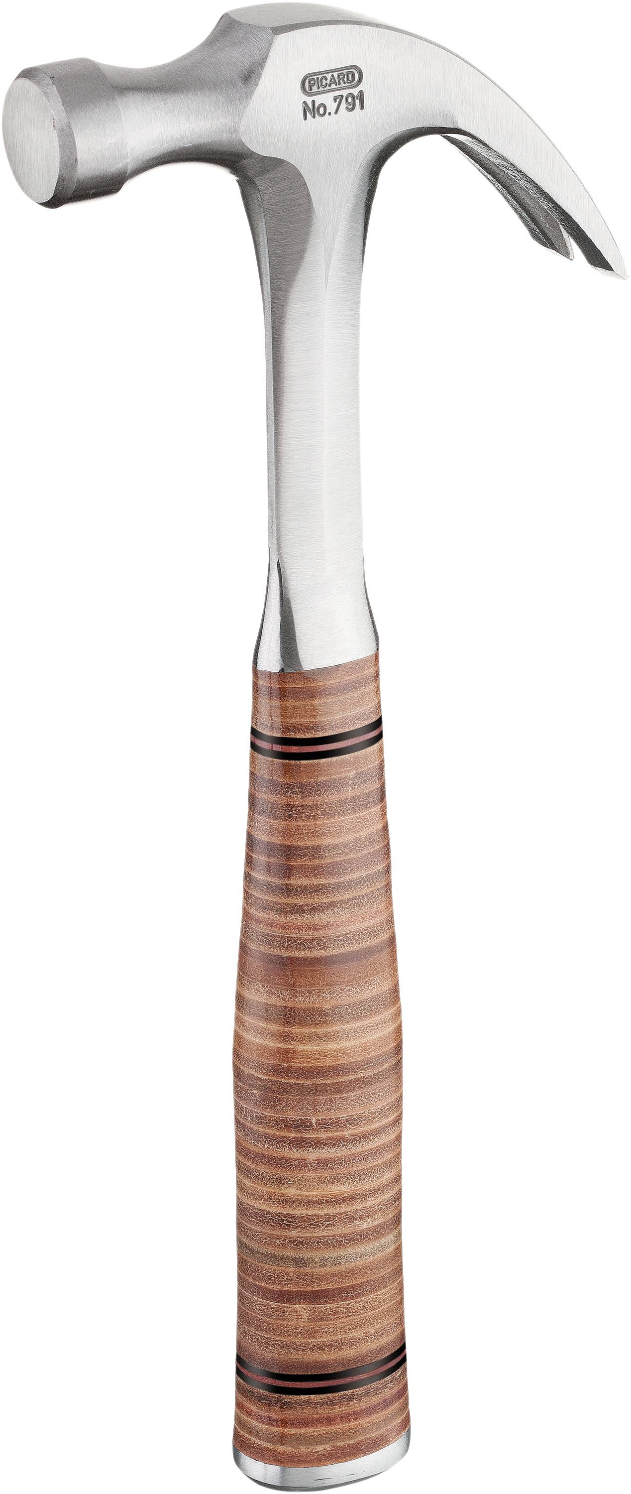 A hammer with a metal head and a wooden handle. The head has a flat striking surface and a curved claw for nail removal.