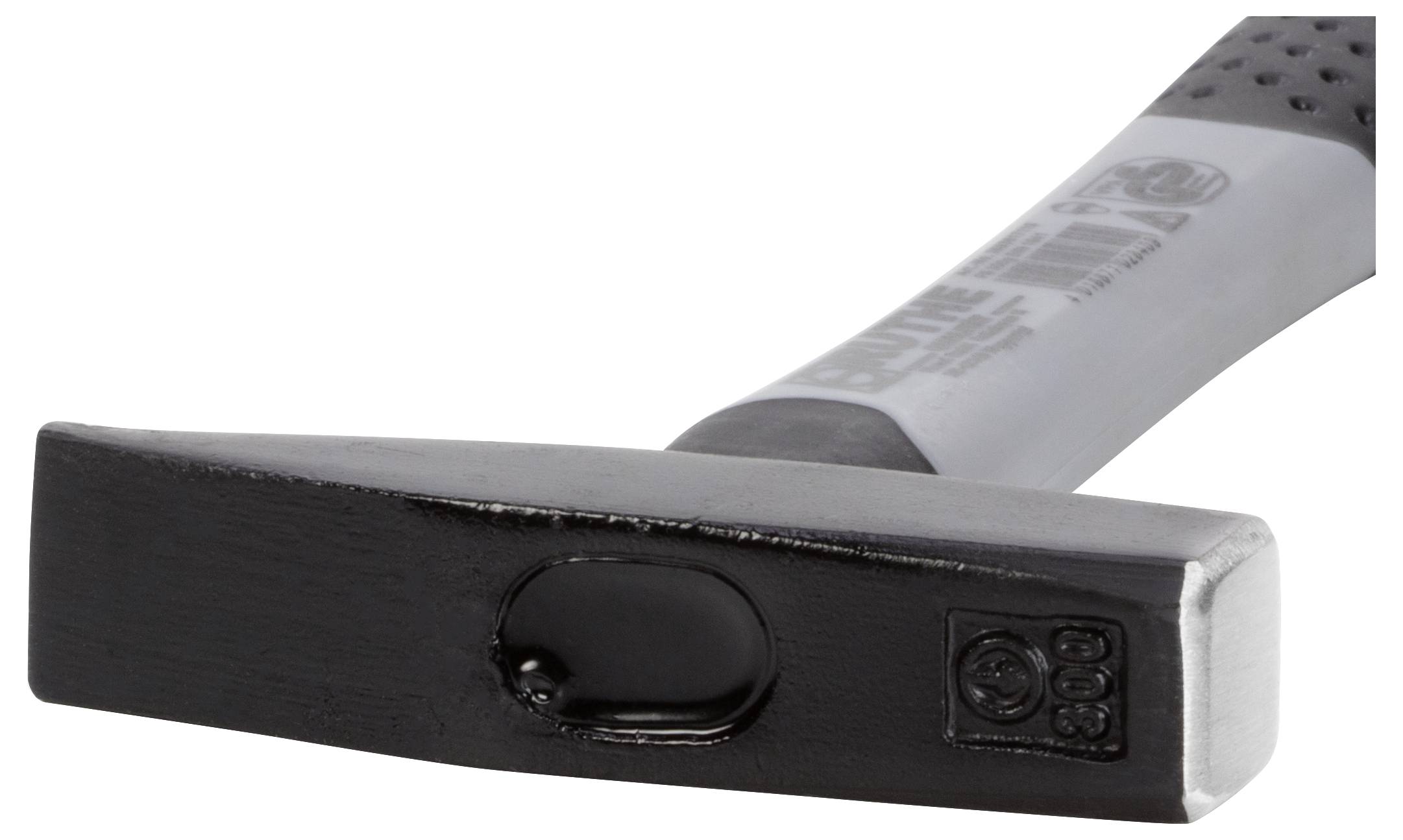 A black hammer head with a rectangular shape and silver handle. Suitable for precision work and provides good grip.