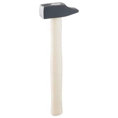 A hammer with a light wooden handle and black head, classic design, suitable for general DIY tasks.