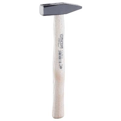 A hammer with a wooden handle and a flat metal head, suitable for craft and DIY work.
