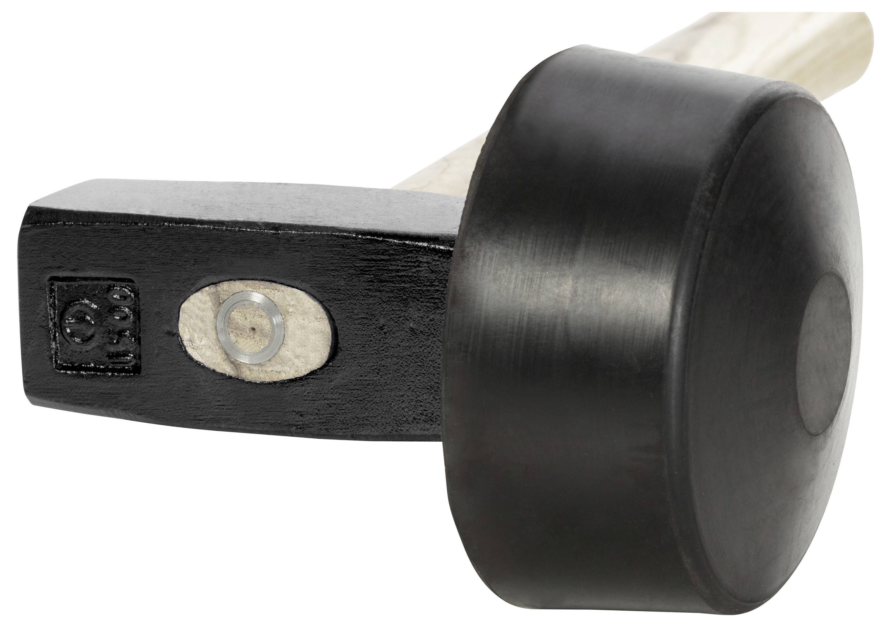 Black soft-face hammer with wooden head and plastic handle, suitable for precision work and protecting delicate surfaces.