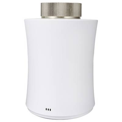 A white, cylindrical container with a ridged, metallic lid.