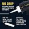 Black silicone gun pointing at cartridge. Text: 'No drip', '12:1 thrust ratio', 'Suitable for 310 ml tubes'.